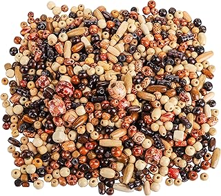 2000 Assorted Wooden Beads for Jewelry Making