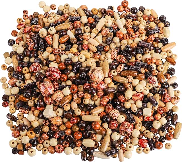 2000 Assorted Wooden Beads for Jewelry Making