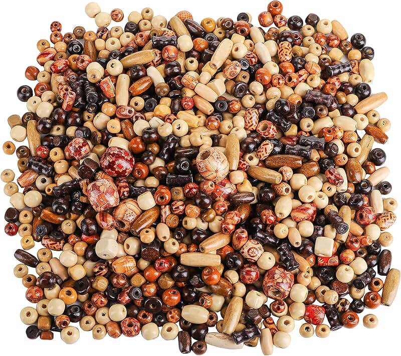 2000 Assorted Wooden Beads for Jewelry Making