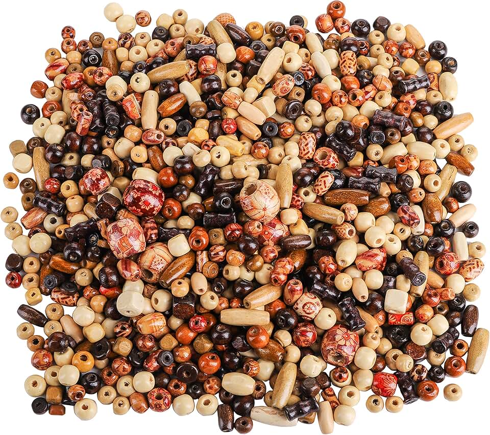2000 Assorted Wooden Beads for Jewelry Making