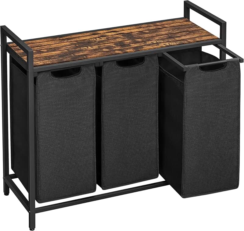 Laundry Hamper with 3 Removable Bags and Shelf