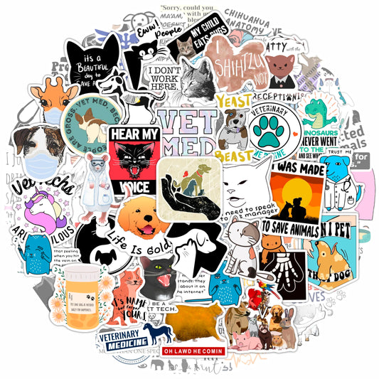 100 Funny Veterinary Stickers for Laptop and Gifts