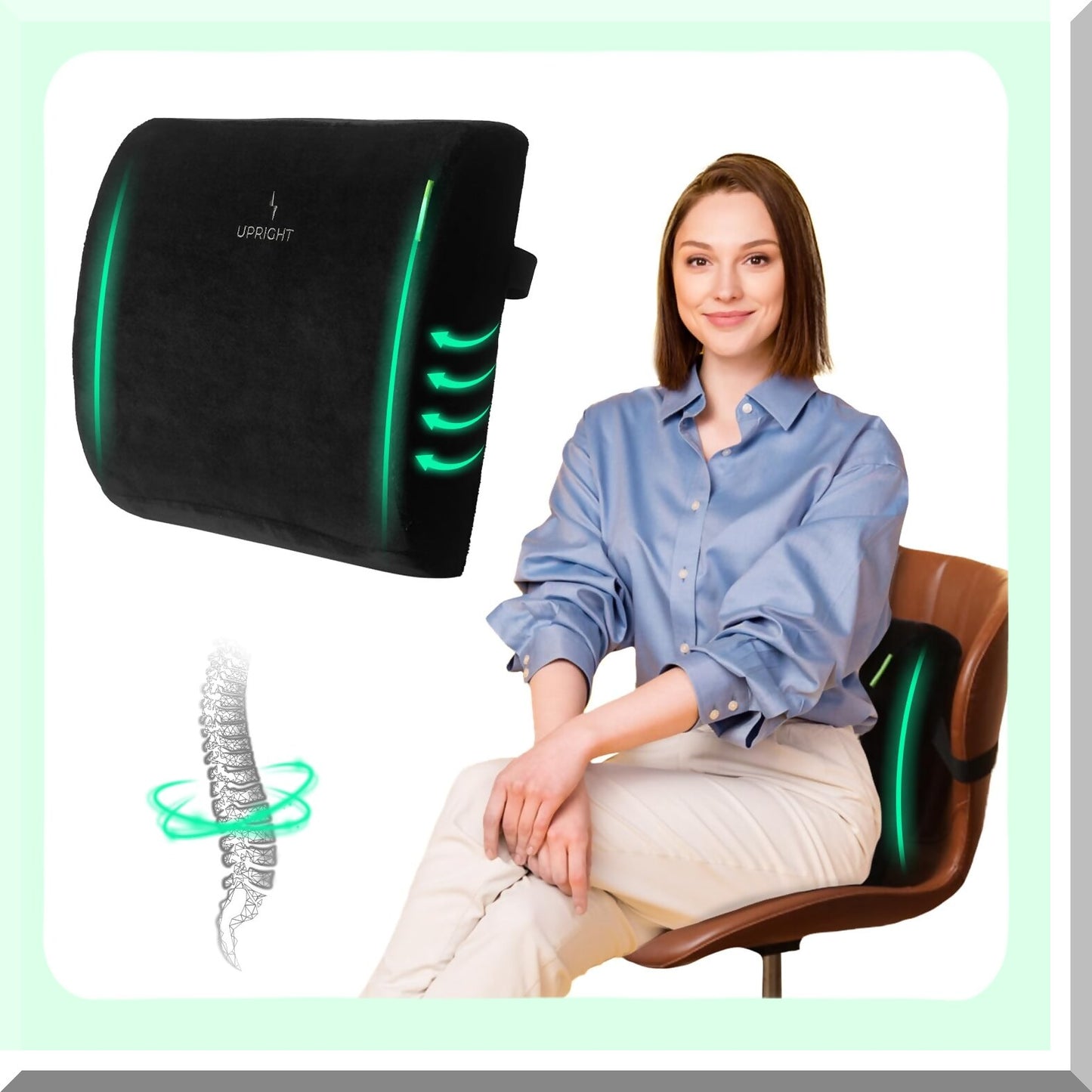 MemoryGel Lumbar Support Cushion - Ergonomic Back Pillow for Office Chair - Pain Relief & Posture Corrector - Cooling Gel Technology - Breathable Mesh Cover - Lower Back Support Pillow