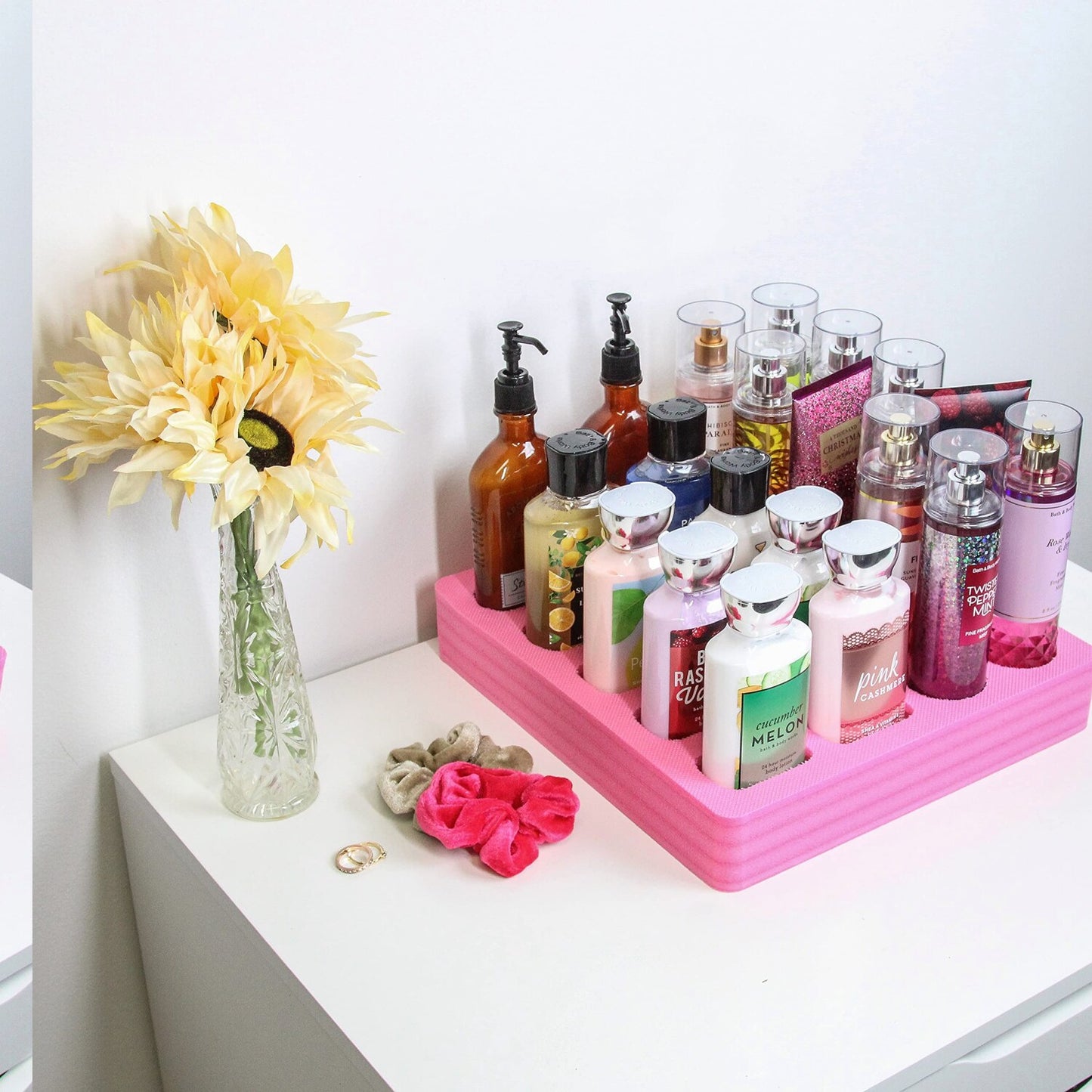 Pink Lotion and Body Spray Organizer 20 Slots