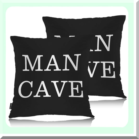 Funny Quote Boho Pillow Covers - Set of 2 Decorative Throw Pillows for Man Cave - Outdoor Indoor Cushion Cases for Livingroom Bedroom - 18"X18" White Black - Man Woman Gift