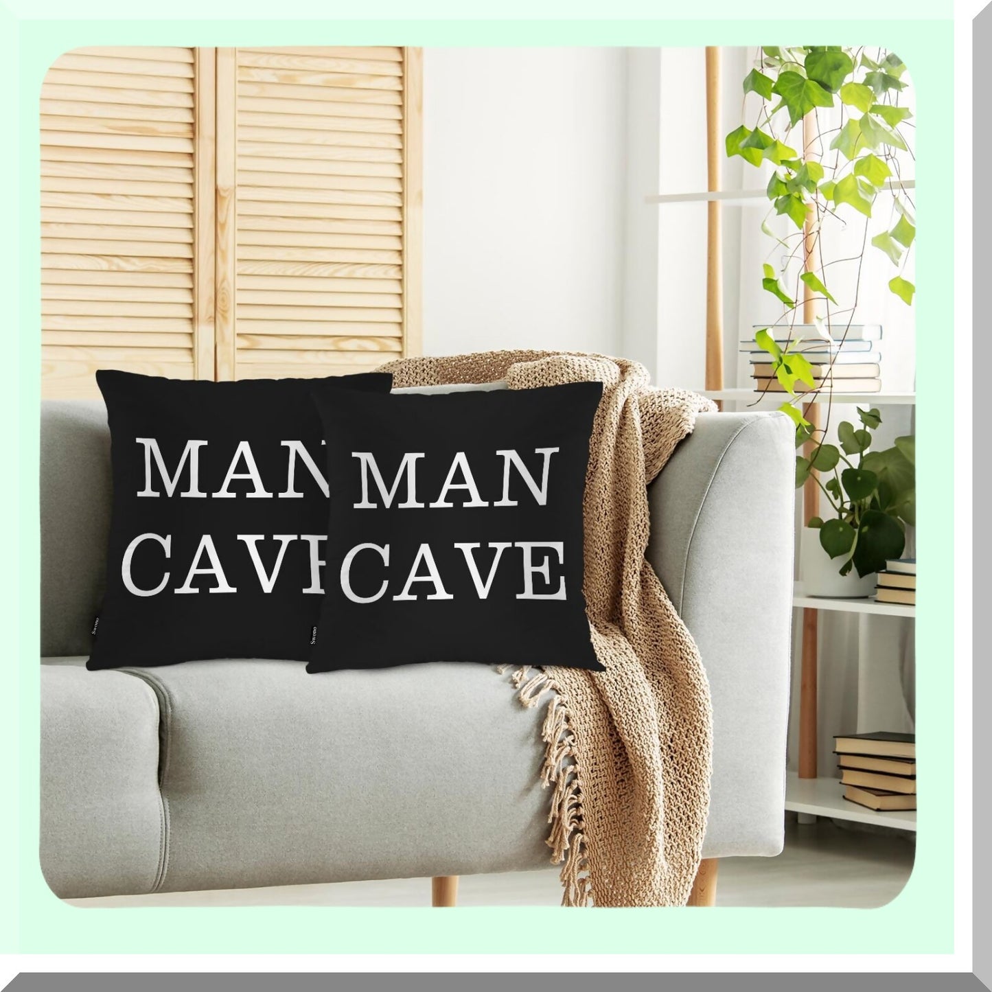 Funny Quote Boho Pillow Covers - Set of 2 Decorative Throw Pillows for Man Cave - Outdoor Indoor Cushion Cases for Livingroom Bedroom - 18"X18" White Black - Man Woman Gift