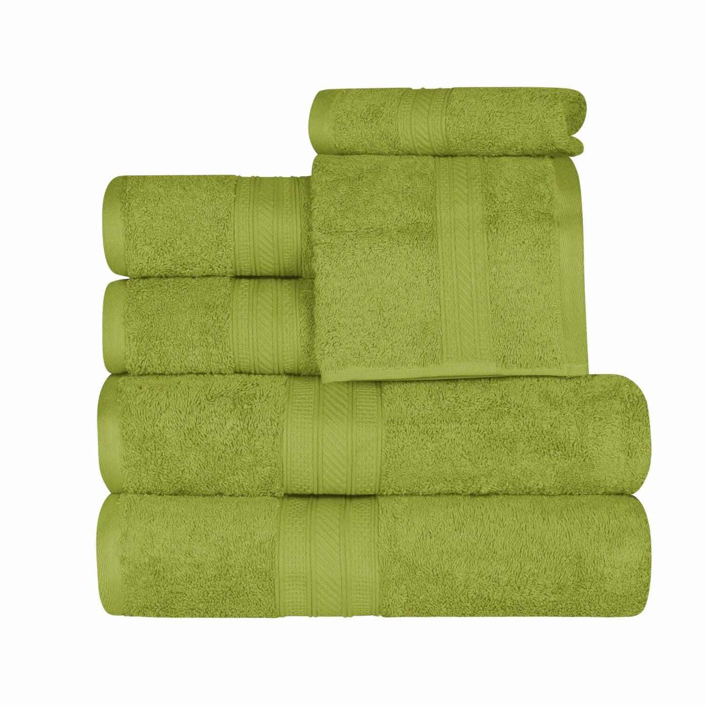 Long Staple Combed Cotton Towel Set 6-Piece Green