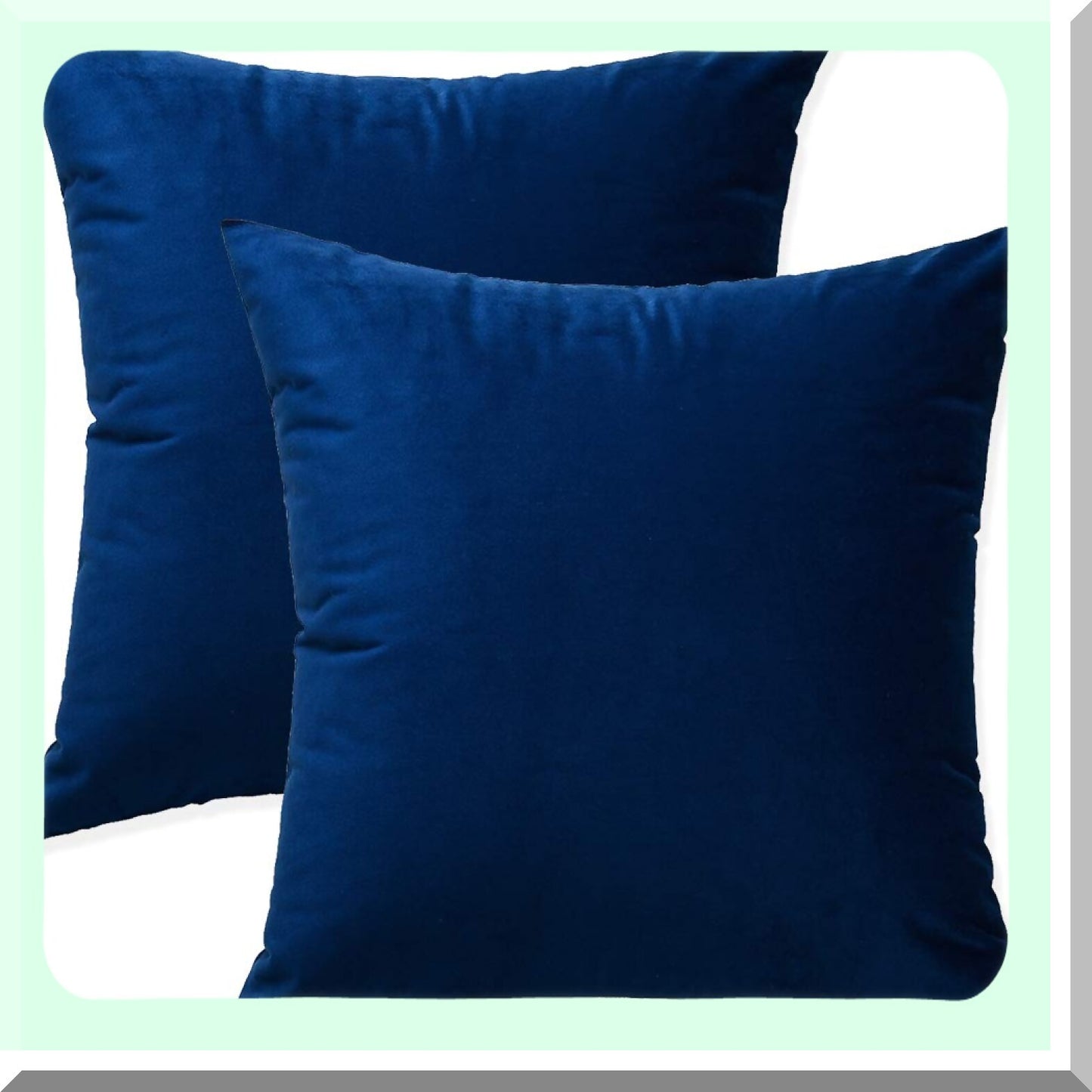 Velvet Navy Blue Cushion Set - 20x20 Sofa Bed Throw Pillow Covers - Decorative Couch Case - Pack of 2