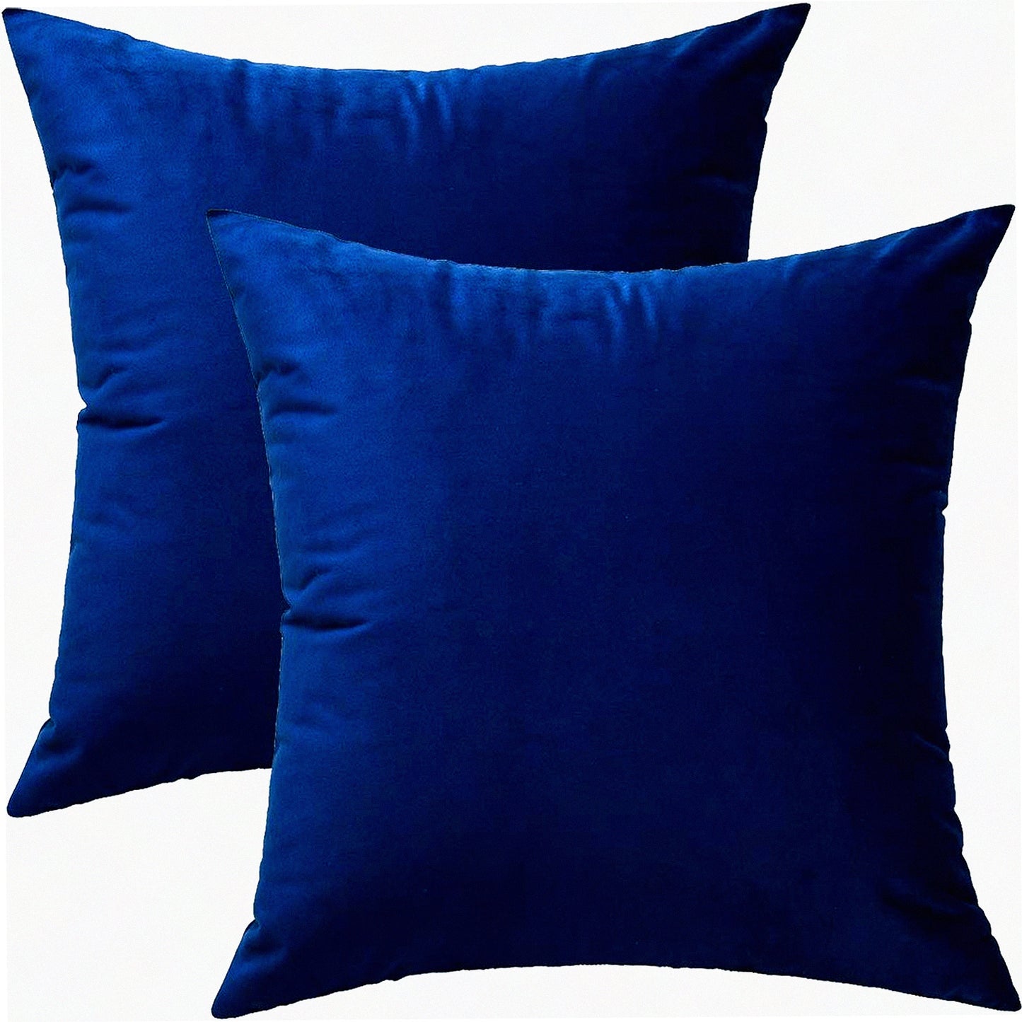 Velvet Navy Blue Cushion Set - 20x20 Sofa Bed Throw Pillow Covers - Decorative Couch Case - Pack of 2