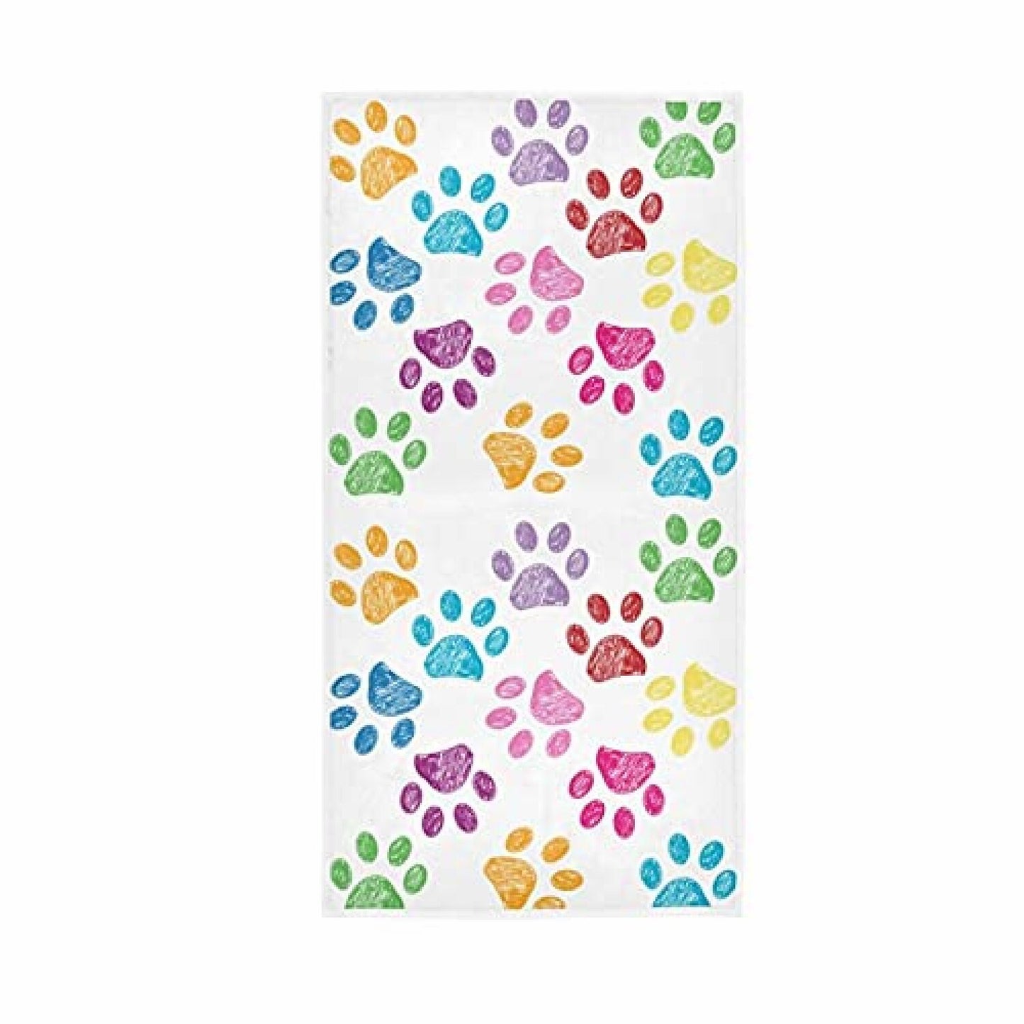 Rainbow Paw Prints Hand Towel 30x15 Inches