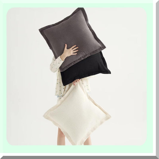 Chic Boho Stripe Pillow Covers - Set of 3 Soft Corduroy Square Throw Pillow Cases for Sofa Couch, Girls' Bedroom, Dorm - 22x22inch Vintage Decorative Neutral Cushion Covers in Classic Black, White, Grey