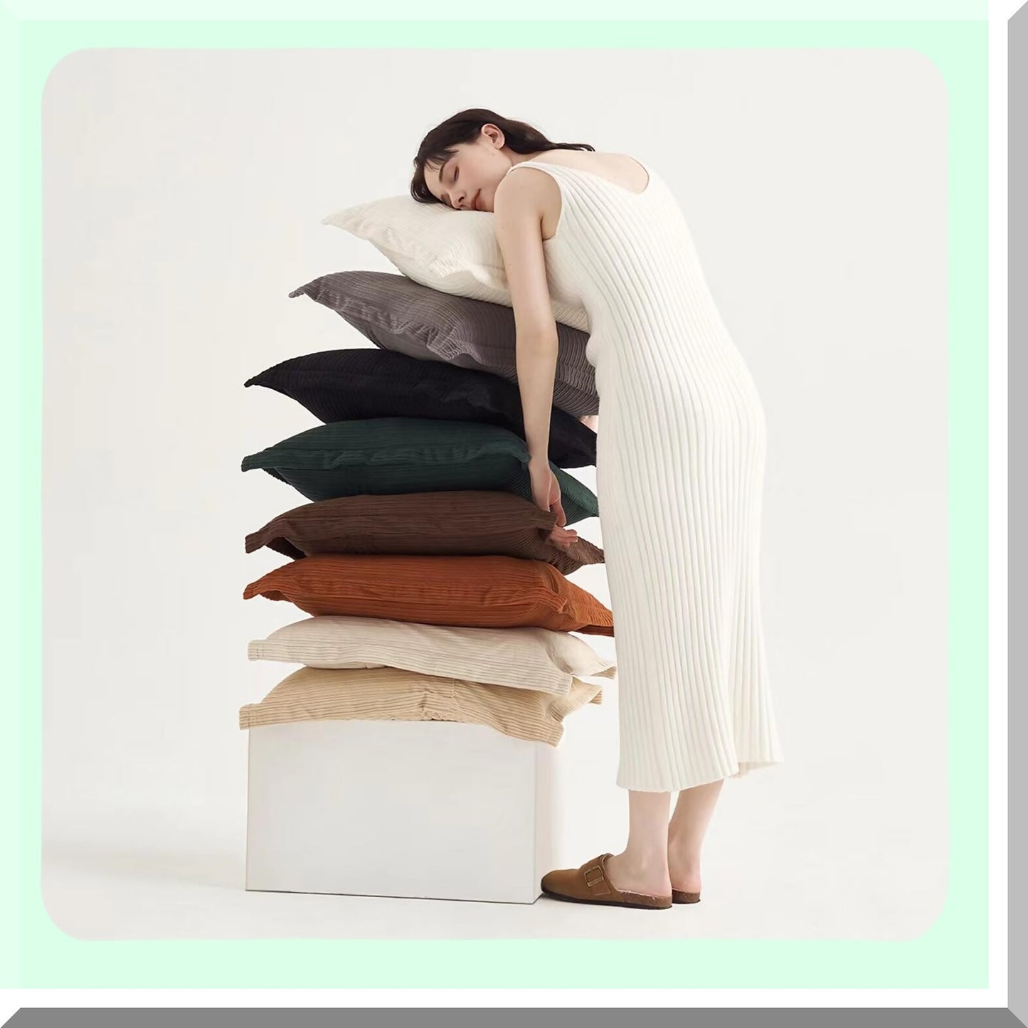 Chic Boho Stripe Pillow Covers - Set of 3 Soft Corduroy Square Throw Pillow Cases for Sofa Couch, Girls' Bedroom, Dorm - 22x22inch Vintage Decorative Neutral Cushion Covers in Classic Black, White, Grey