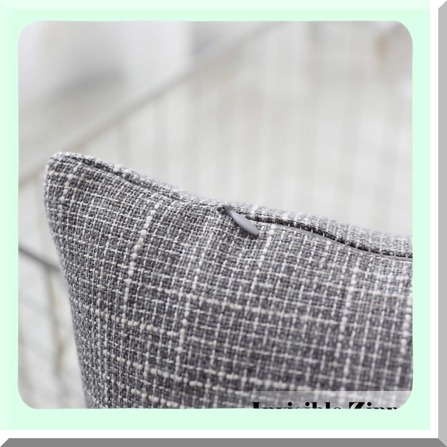 Luxe Linen Outdoor Pillow Covers - Set of 2 Decorative Cushion Cases for Couch/Chair - 24 x 24 inches - Grey - Weather Resistant - Large Size