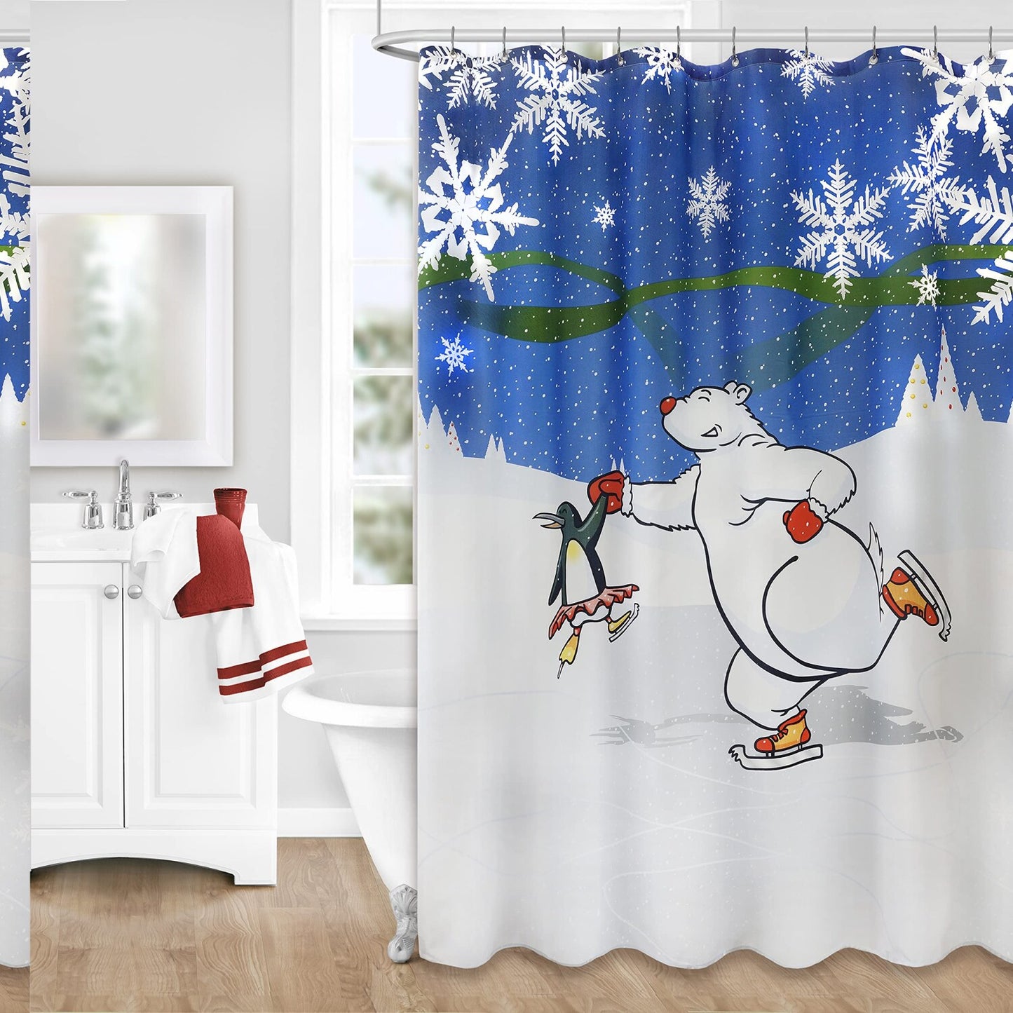 Ice Dancers Fabric Shower Curtain 70x72 inches