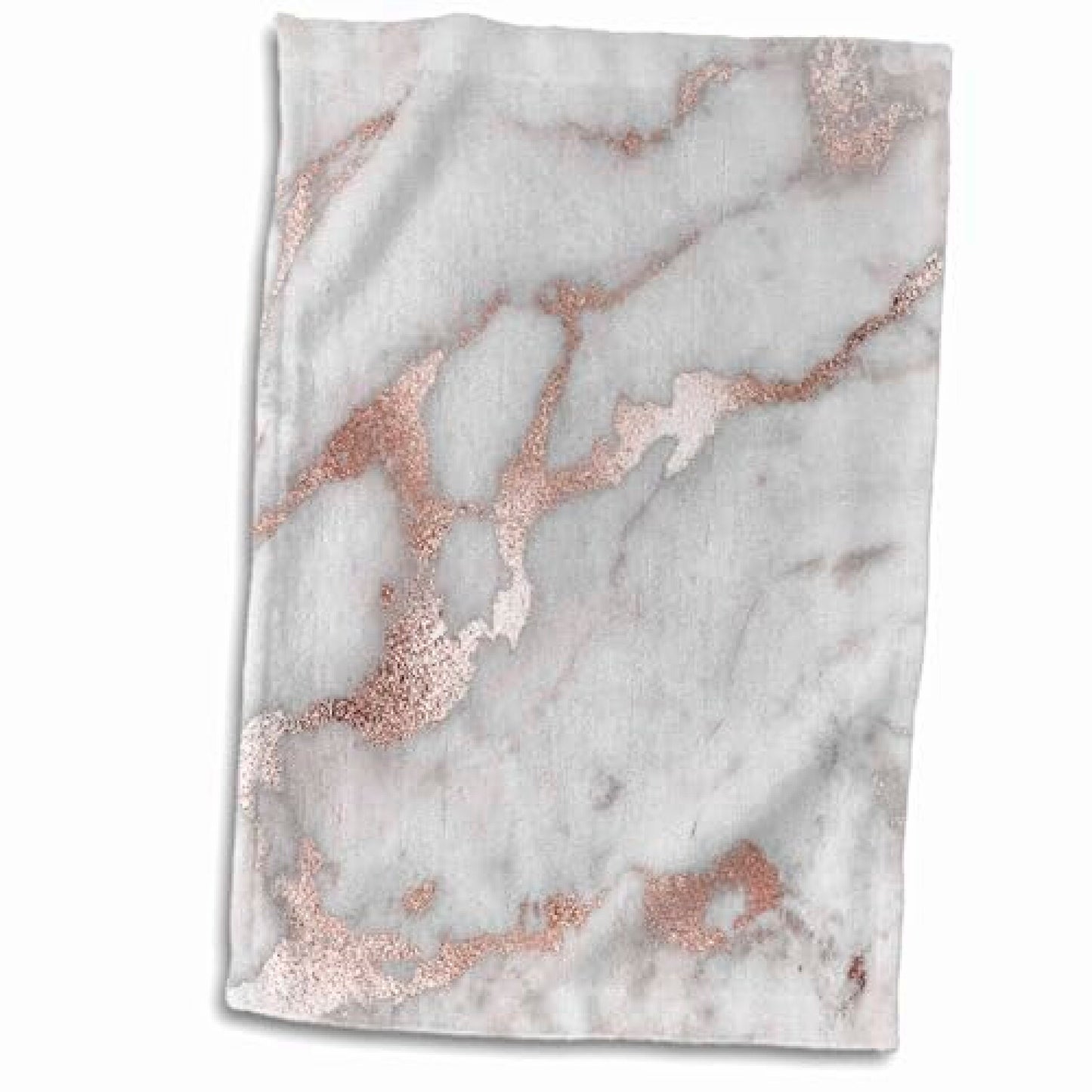 Gray Trendy Copper Rose Gold Marble Agate Towel 15x22