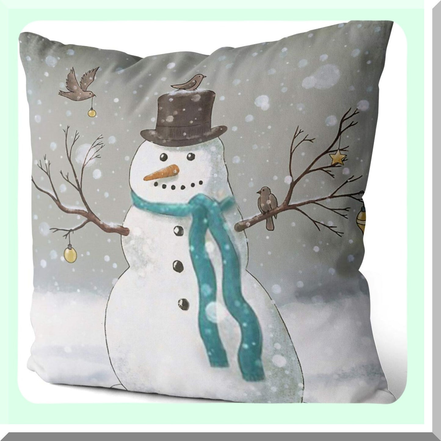 Frosty Snowman Winter Wonderland Pillowcase Set - 22x22 Inch Square Decorative Throw Pillow Covers - Festive Home Decor Accent - Set of 2