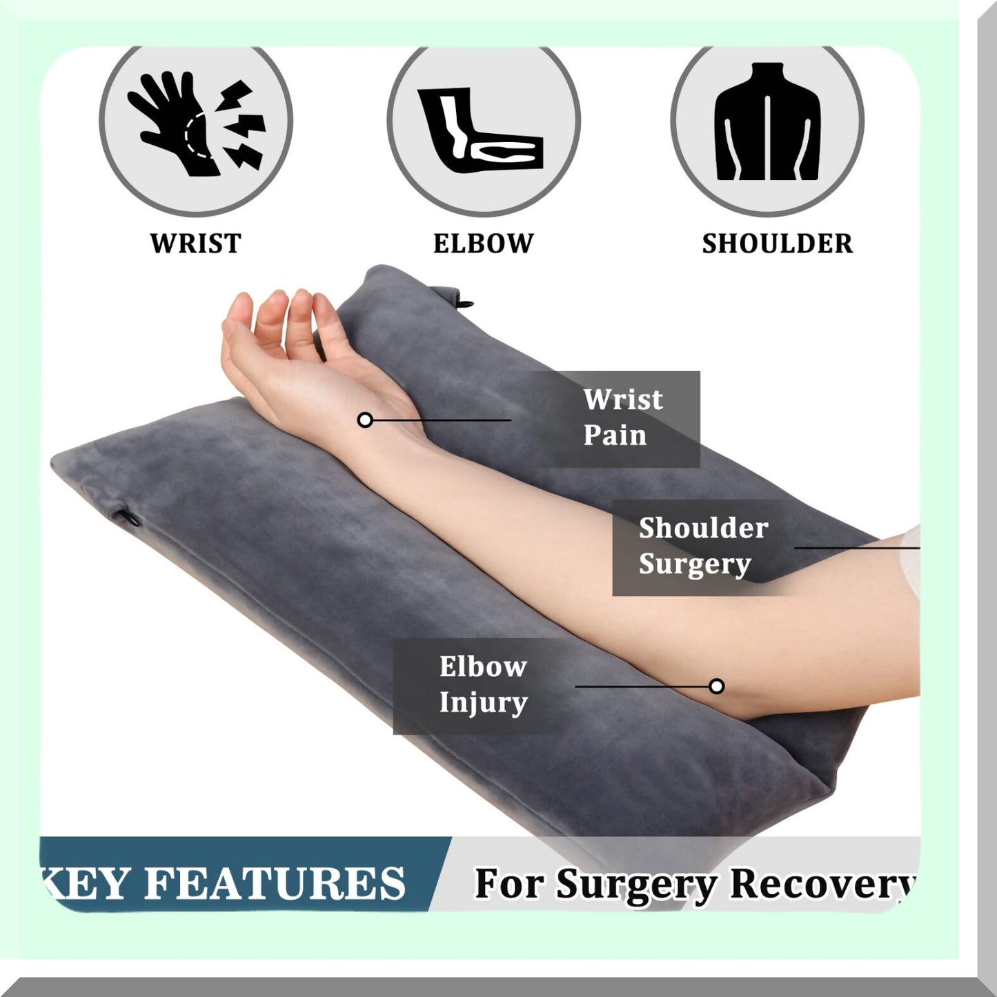 ElevateEase Arm Support Pillow - Memory Foam Arm Stabilizer for Swelling & Pain Relief - Washable Cover - Shoulder Surgery & Leg Injury Recovery