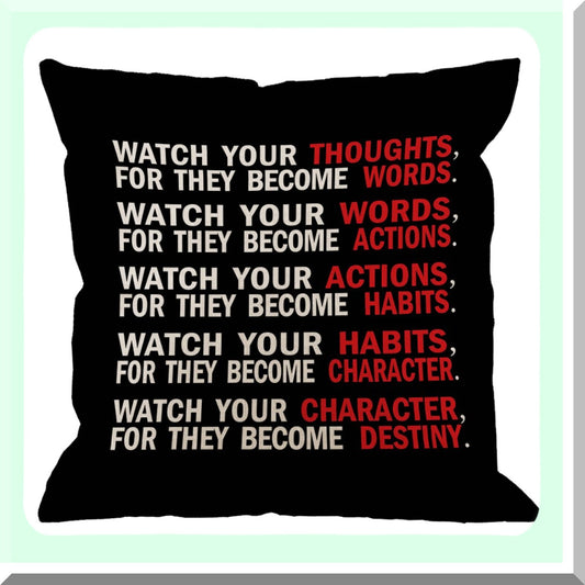 Motivational Thoughts Quote Pillow Cover - Inspirational Words Cotton Linen Cushion - Home Decorative Throw Pillow for Men/Women - 18x18 inch Black White Red