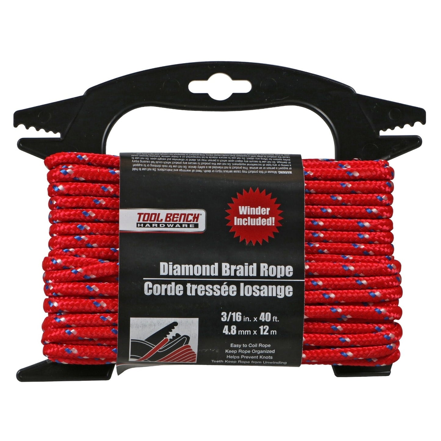 Tool Bench Hardware Diamond Braided Rope, 40 ft. Strands (Pack of 24)