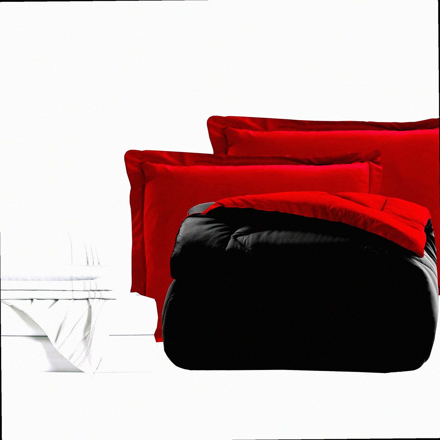 Luxury Comfort 7-Piece Bed Set - 1500 Thread Count Cal Size Bed-in-a-Bag, Cozy Sheets & Comforter, Wrinkle/Stain Resistant - Black/Burgundy