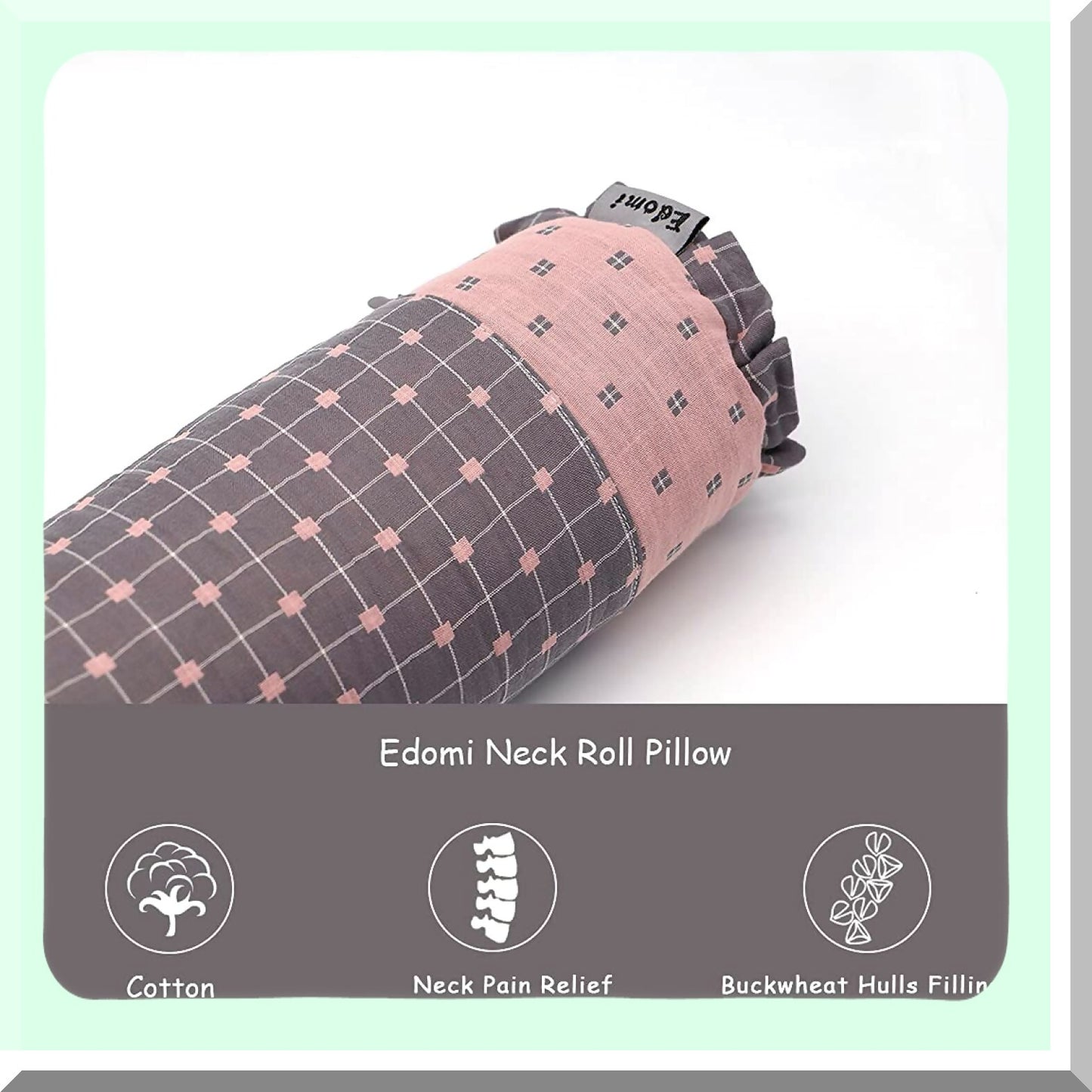 OrthoRest Buckwheat Support Pillow - Cervical Neck Pillow for Side and Back Sleepers - Removable Washable Cover - 16x4 inch - Gray