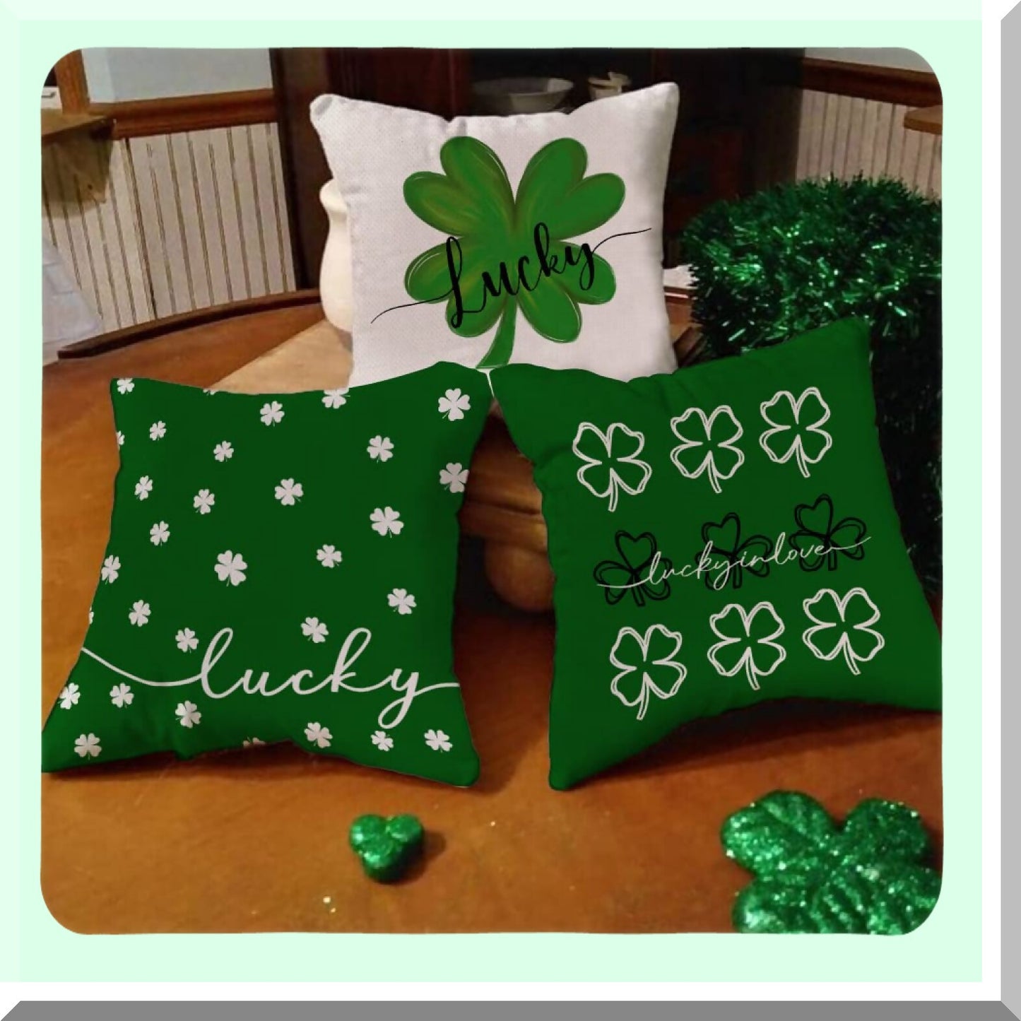 Lucky Clover Farmhouse Pillow Set - St Patricks Day Decor Bundle with Buffalo Plaid Shamrock Throw Pillows - Home Decorative Cushion Covers 18x18 - 4 Pack St Patricks Day Decorations