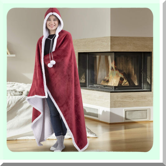 UltraCozy Microplush Hooded Throw Blanket - Super Soft, Lightweight, and Functional for Adults, 71"x51" Biking Red"
