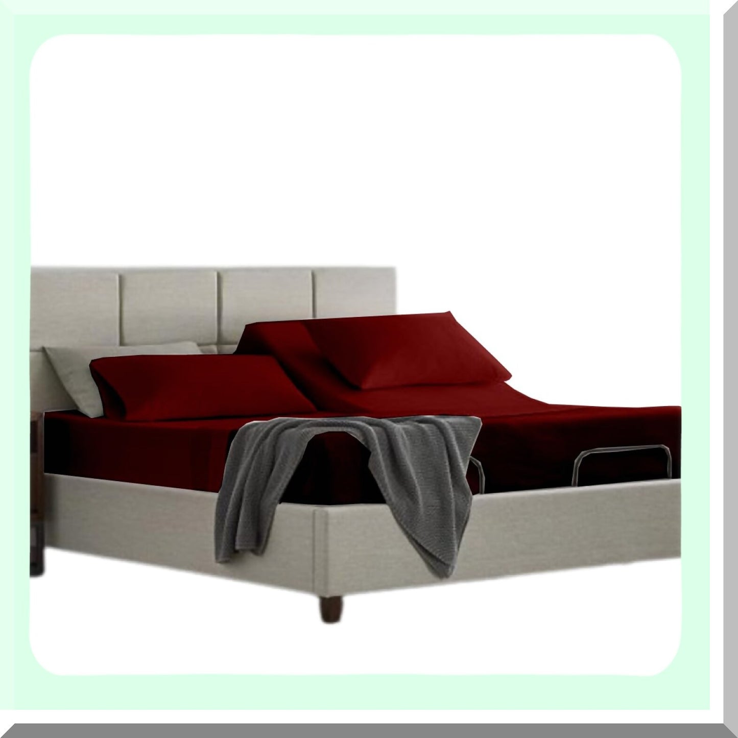 UltraFlex Split Top Sheets - Microfiber Flex Head Sheets for Sleep Number Bed - 4 Piece Set - Deep Pocket Burgundy Sheets - Fits up to 15" Mattress