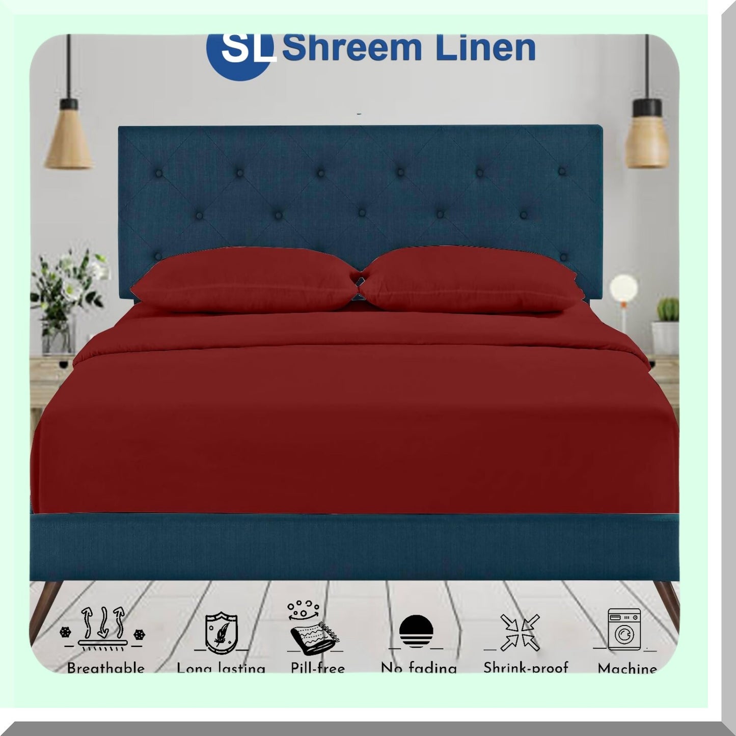 UltraFlex Split Top Sheets - Microfiber Flex Head Sheets for Sleep Number Bed - 4 Piece Set - Deep Pocket Burgundy Sheets - Fits up to 15" Mattress