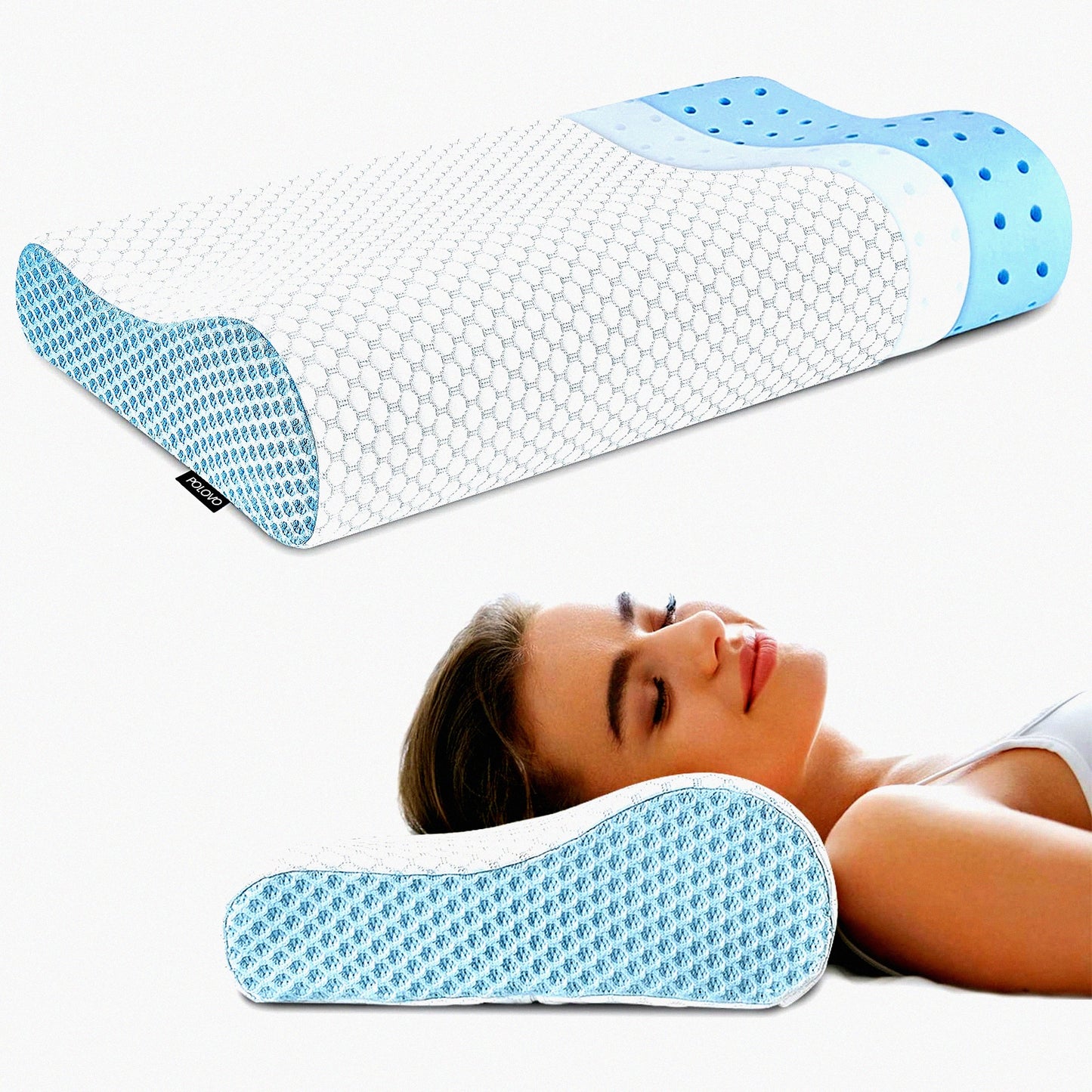 OrthoRest Memory Foam Contour Pillow - Ergonomic Cervical Support for Neck Pain Relief, Side Back Stomach Sleeper - Orthopedic Bed Pillow