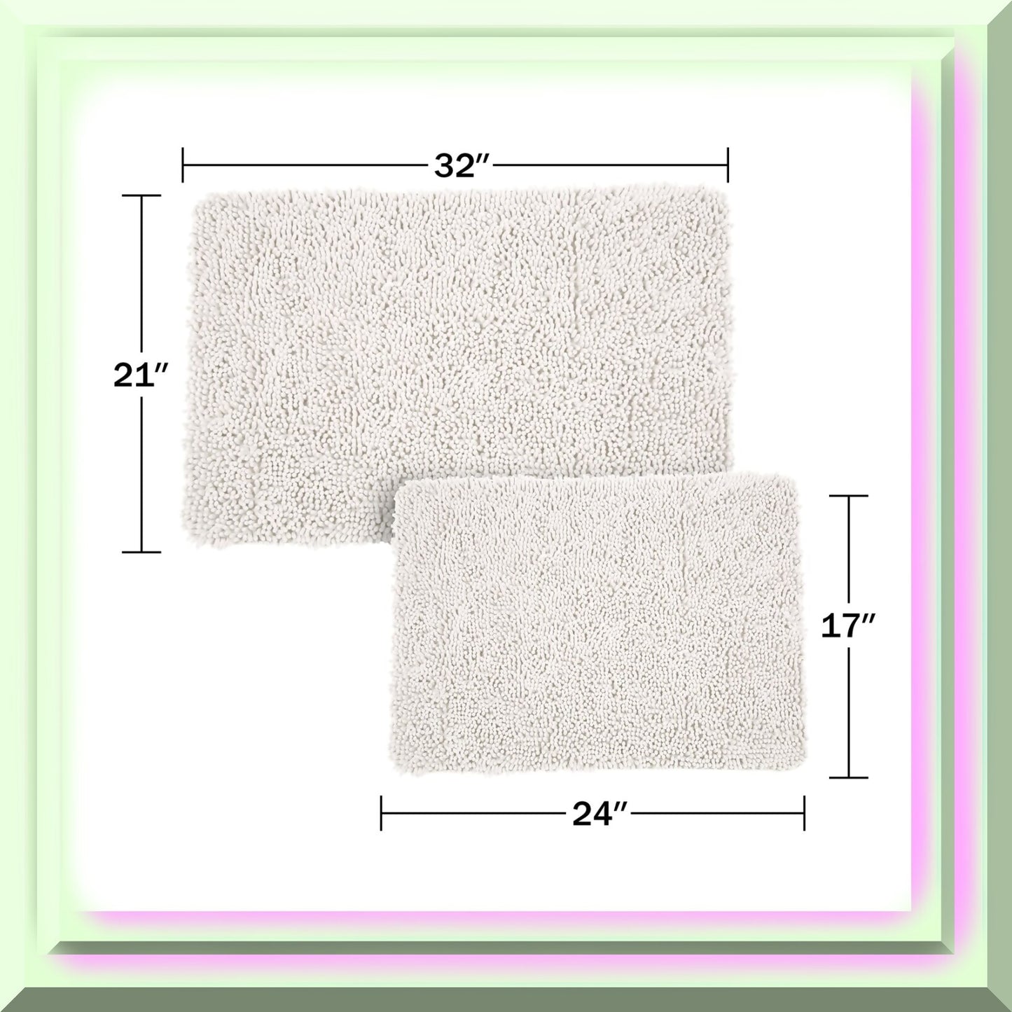 2 Piece Memory Foam Shag Bath Mat Set