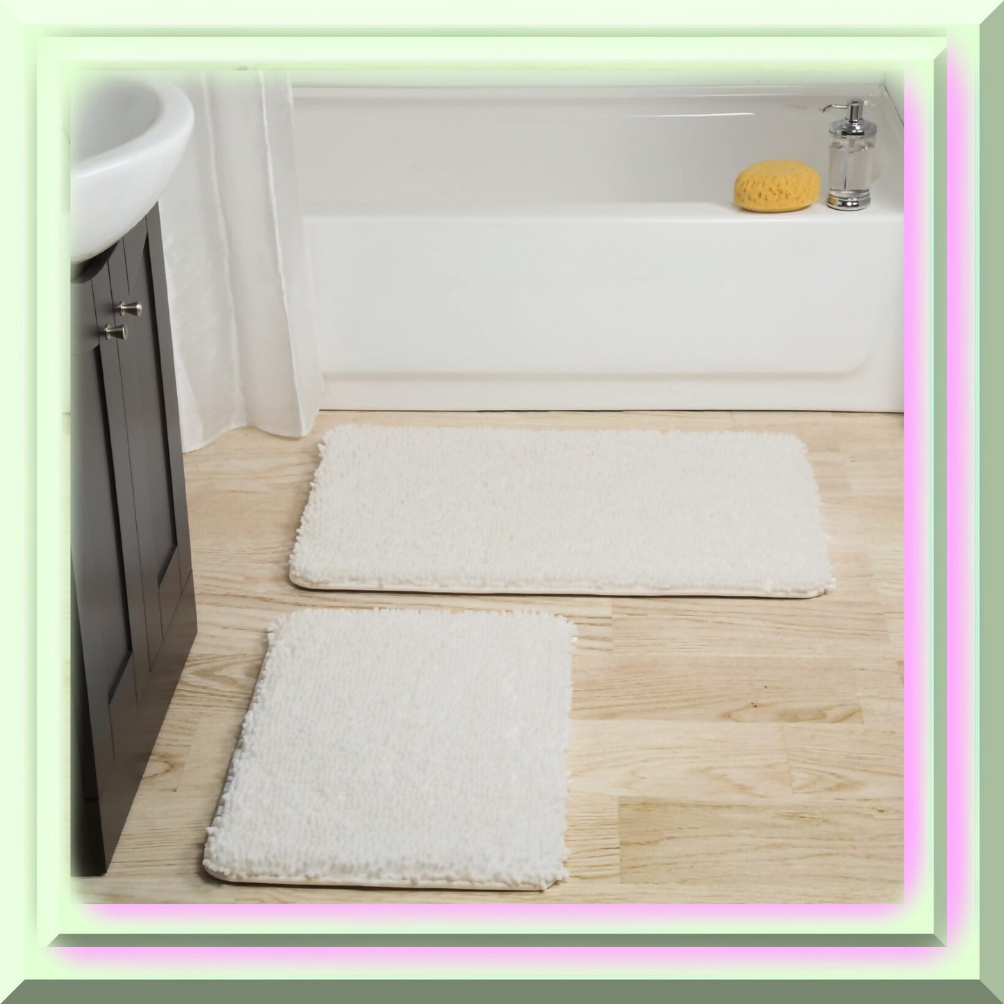 2 Piece Memory Foam Shag Bath Mat Set