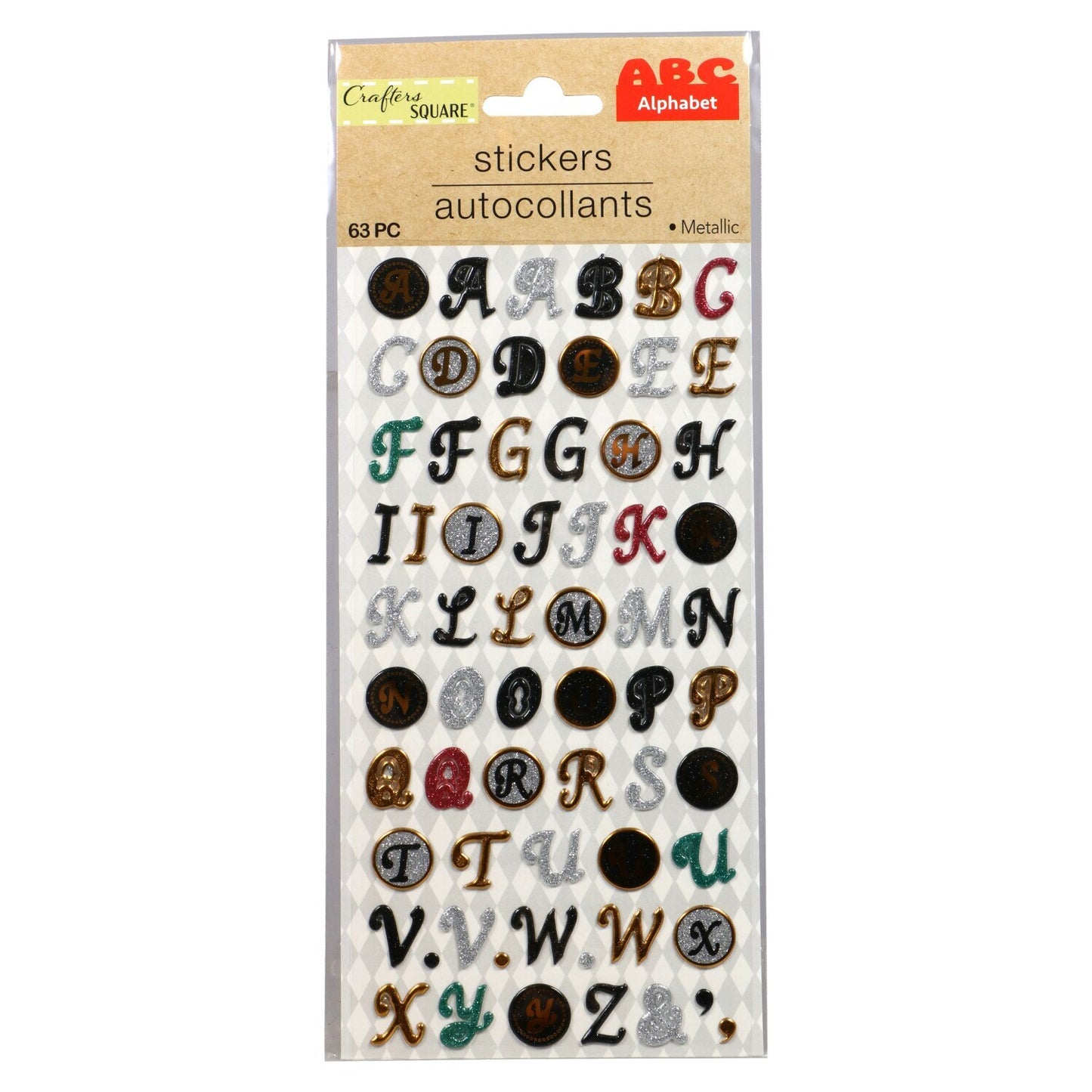 Crafter's Square Metallic Puffy Alphabet Stickers (Pack of 36)
