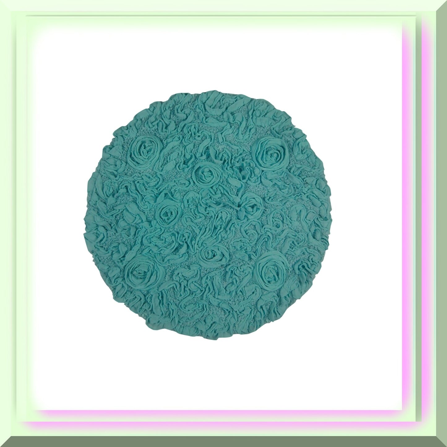 22" Round Cotton Tufted Bath Rug, Turquoise