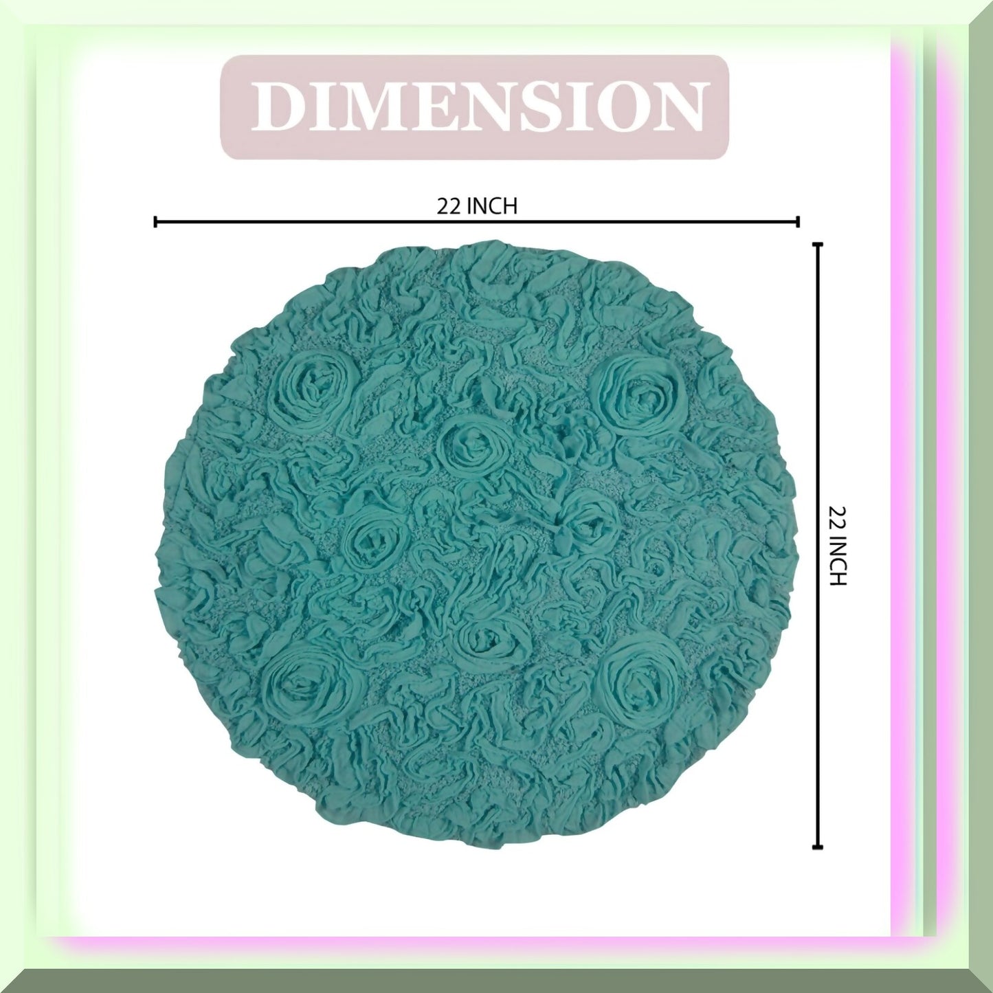22" Round Cotton Tufted Bath Rug, Turquoise