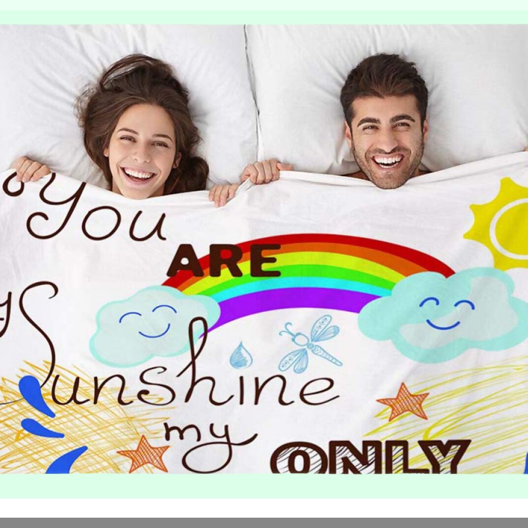 Sunshine Dreams Flannel Throw Blanket - Soft, Warm, and Cozy for Baby, Toddler, Dog, or Cat - 30x40 Inch Decorative Plush with Bird, Cloud, Rainbow, and Sun Design