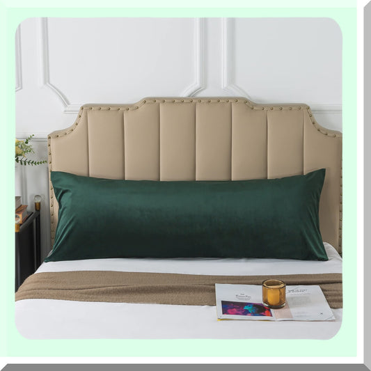 Luxury Velvet Cozy Flannel Body Pillowcase - Dark Green 20x54 Inches