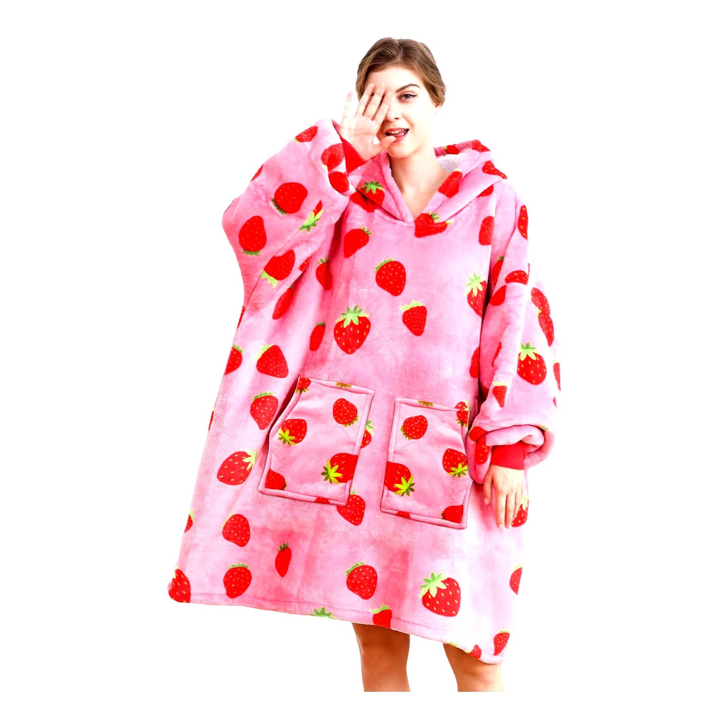 CozyCloud Oversized Fluffy Sherpa Blanket - Ultra Soft Plush Comfort for All Sizes, Strawberry Red