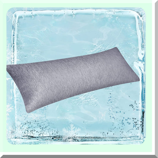 CoolMax Body Pillowcase - Sweat-Wicking Cooling Pillow Cover for Hot Sleepers, Breathable Body Size Pillow Protector with Hidden Zipper, Grey