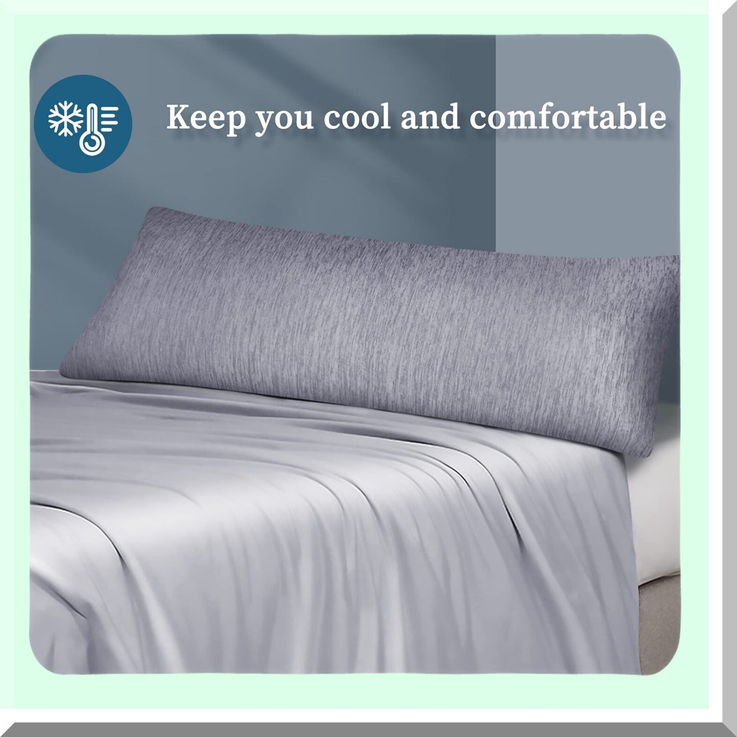 CoolMax Body Pillowcase - Sweat-Wicking Cooling Pillow Cover for Hot Sleepers, Breathable Body Size Pillow Protector with Hidden Zipper, Grey
