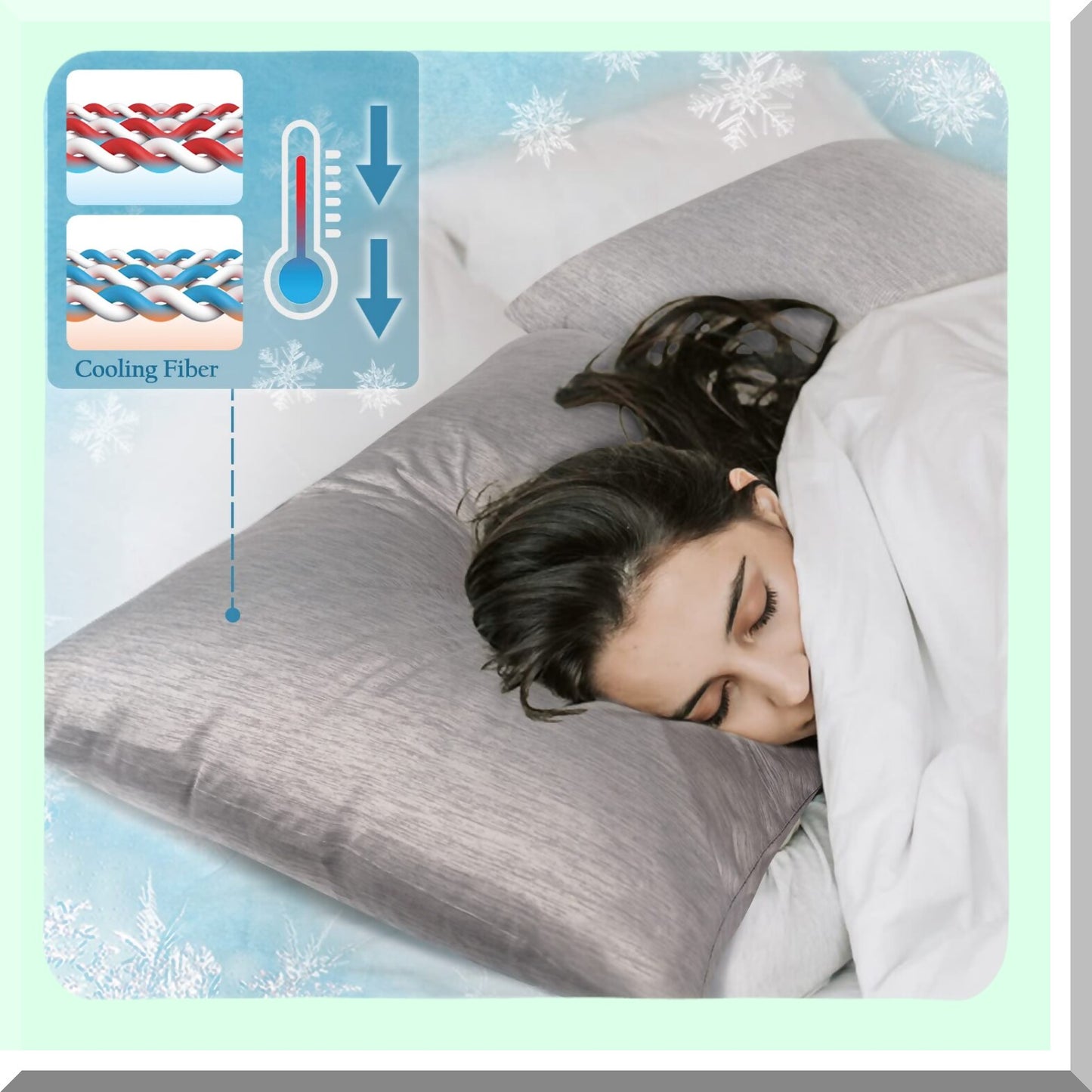 CoolMax Body Pillowcase - Sweat-Wicking Cooling Pillow Cover for Hot Sleepers, Breathable Body Size Pillow Protector with Hidden Zipper, Grey