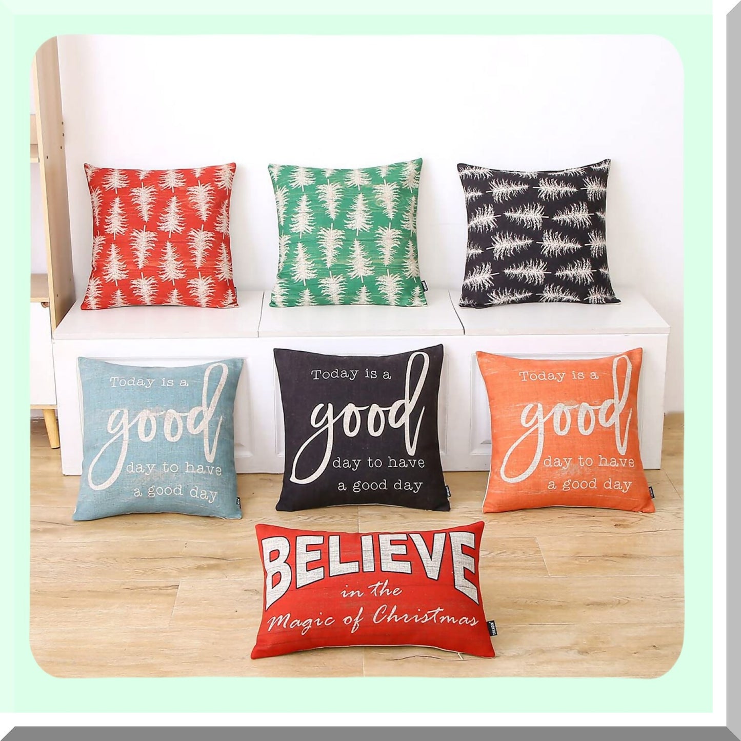 Green Leafy Oasis Pillow Covers - 18x18 Inch Decorative Throw Cushion Case - Sofa Square Pillowcase - Botanical Home Decor - PL955TR