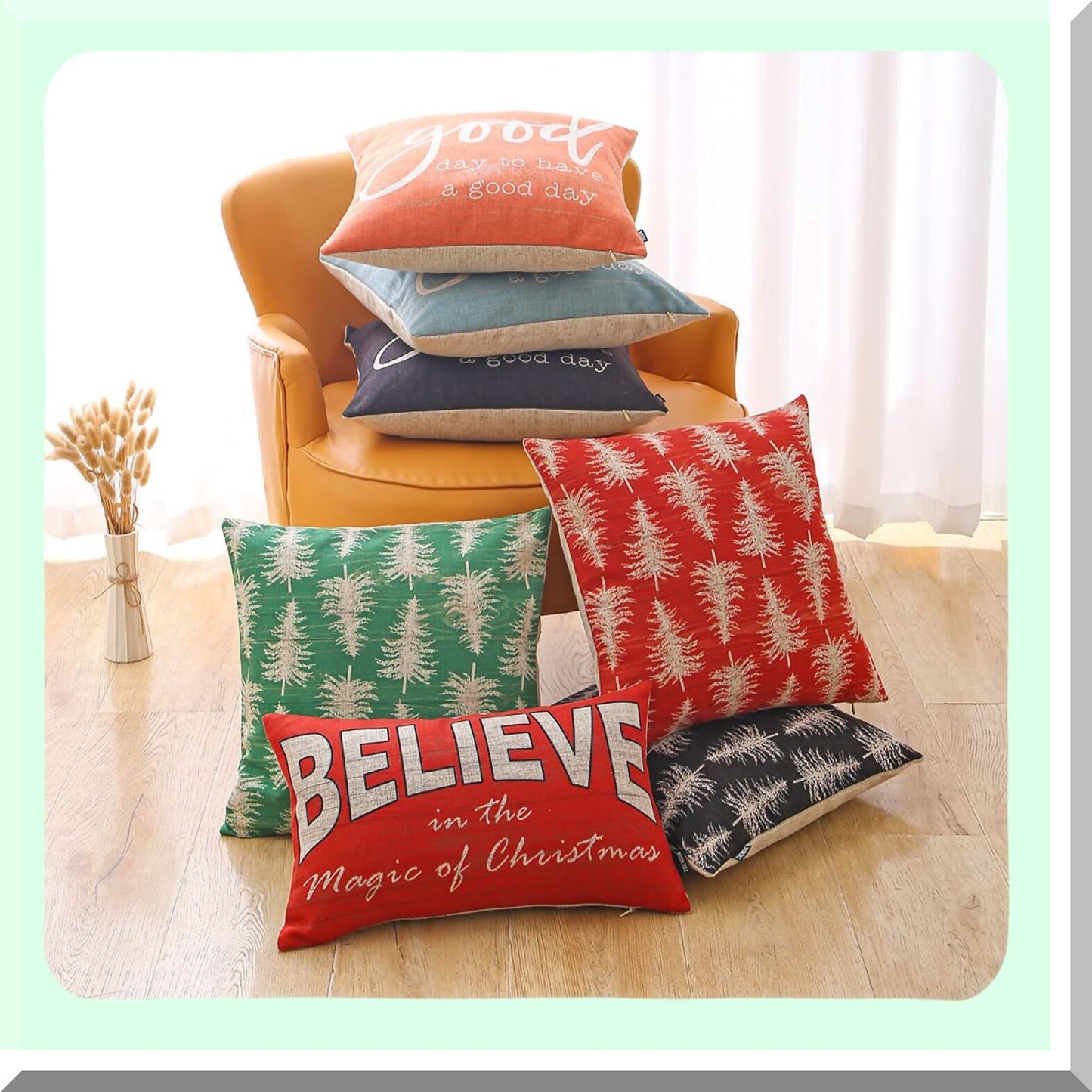 Green Leafy Oasis Pillow Covers - 18x18 Inch Decorative Throw Cushion Case - Sofa Square Pillowcase - Botanical Home Decor - PL955TR