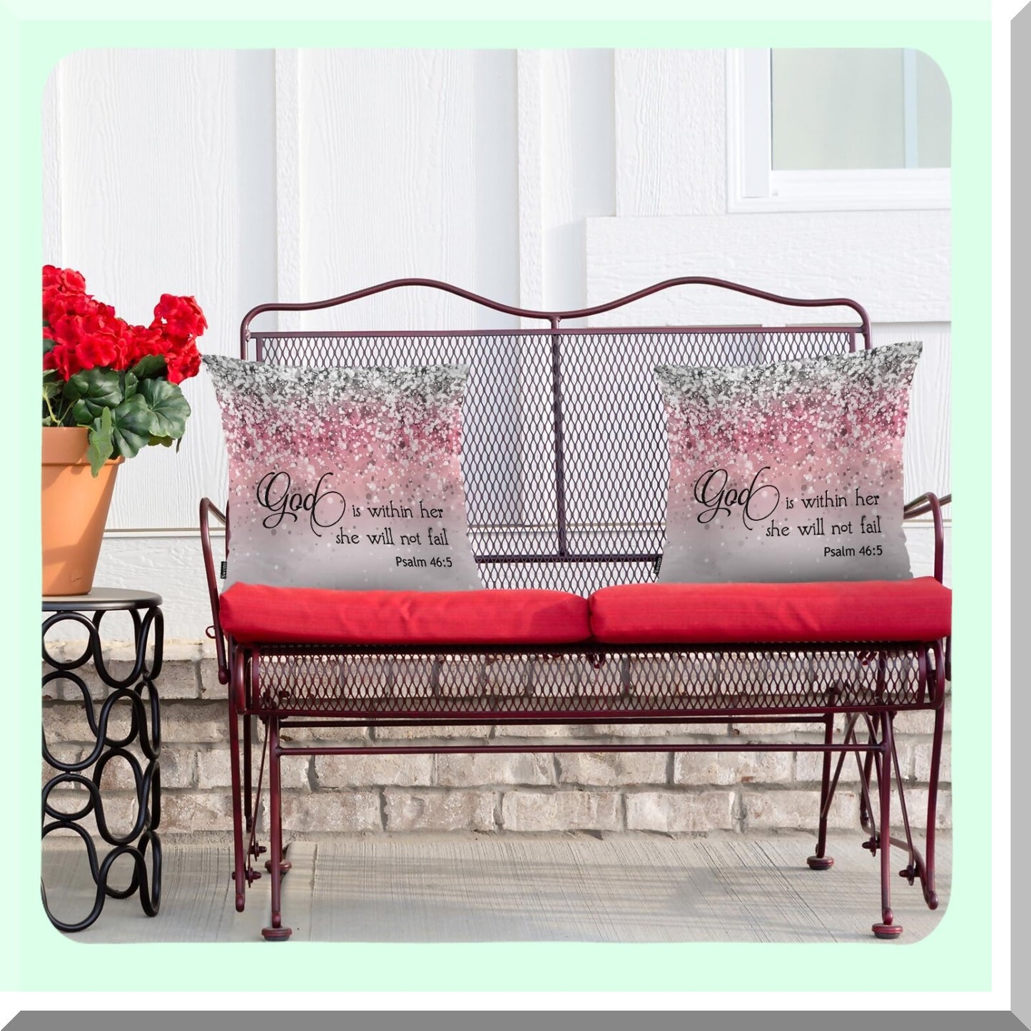 Divine Protection Pillow Covers - Set of 2 Bible Quote Cushion Cases for Home Decor, Sofa, Couch, Bed, Car - 18x18 Inch Glitter Pink Design