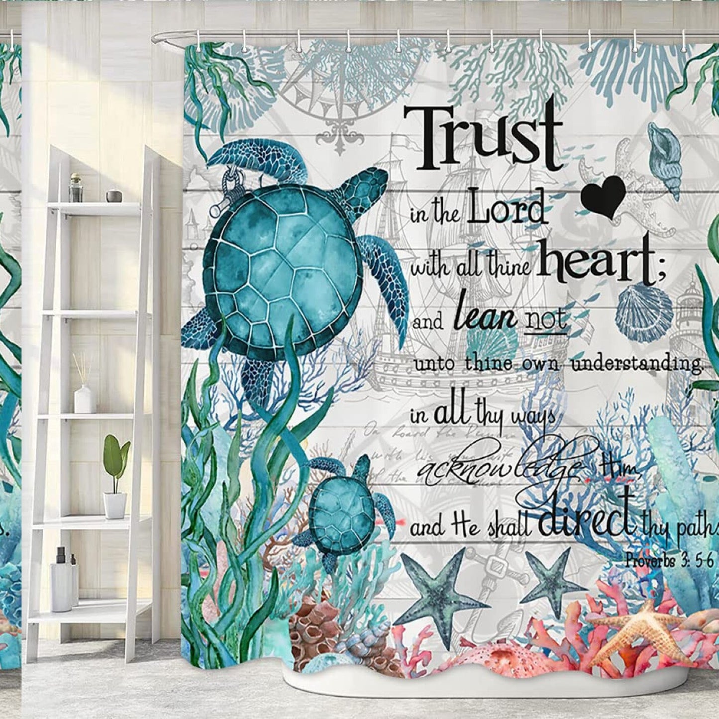 Beach Sea Turtle Shower Curtain 72x72in