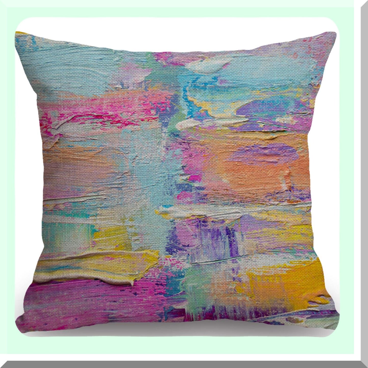 Multicolor Abstract Print Cotton Linen Throw Pillow Case - Decorative Cushion Cover for Sofa Couch Bedding - 18x18 Inches - Paints Cover