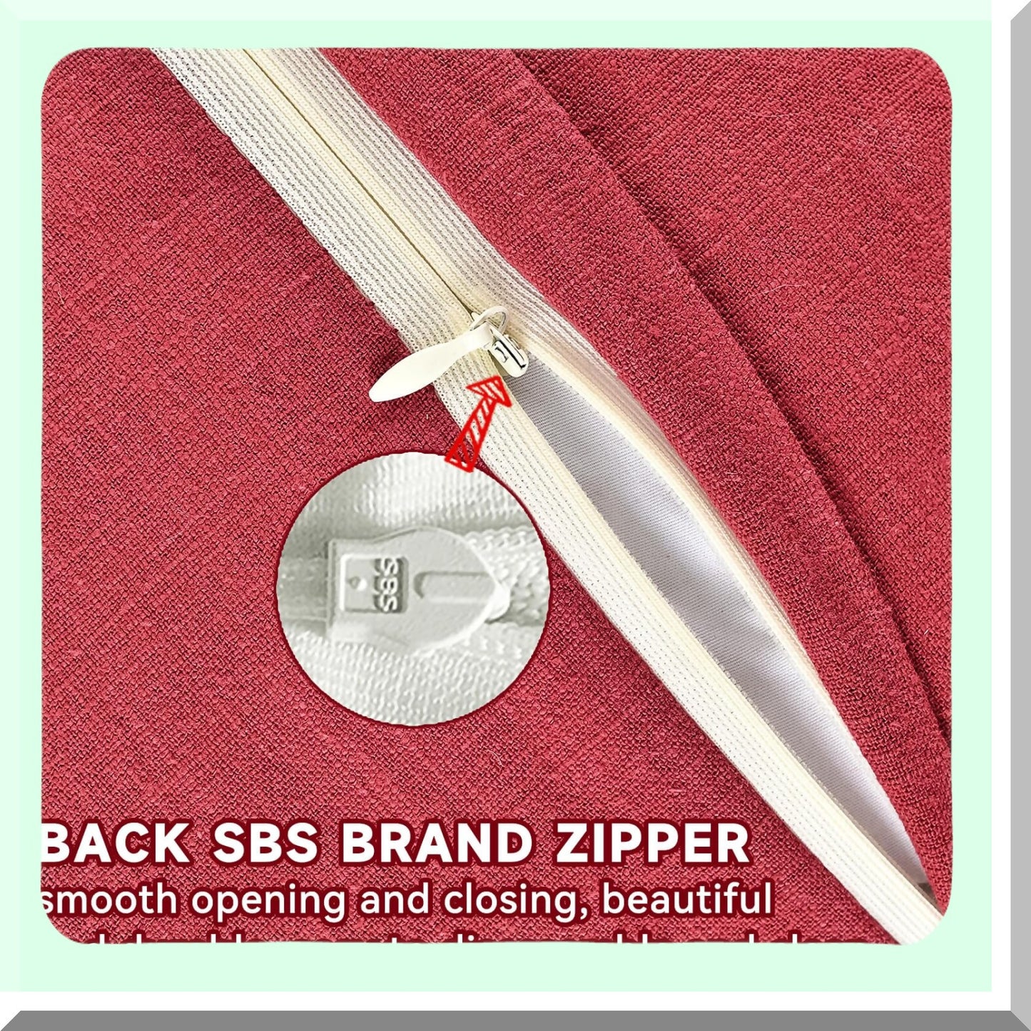 Rustic Linen Fringed Pillow Covers - Set of 2 Decorative Throw Pillowcases for Couch Sofa Bedroom - 20 x 20-Inch Jester Red Cushion Cover