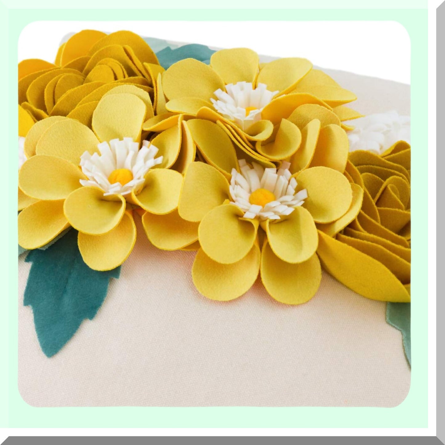 Floral Bliss 3D Pillow Cover - Creamy White Aesthetic Decorative Cushion for Home Decor - Colorful Yellow Flower Case - 18x18 Inches