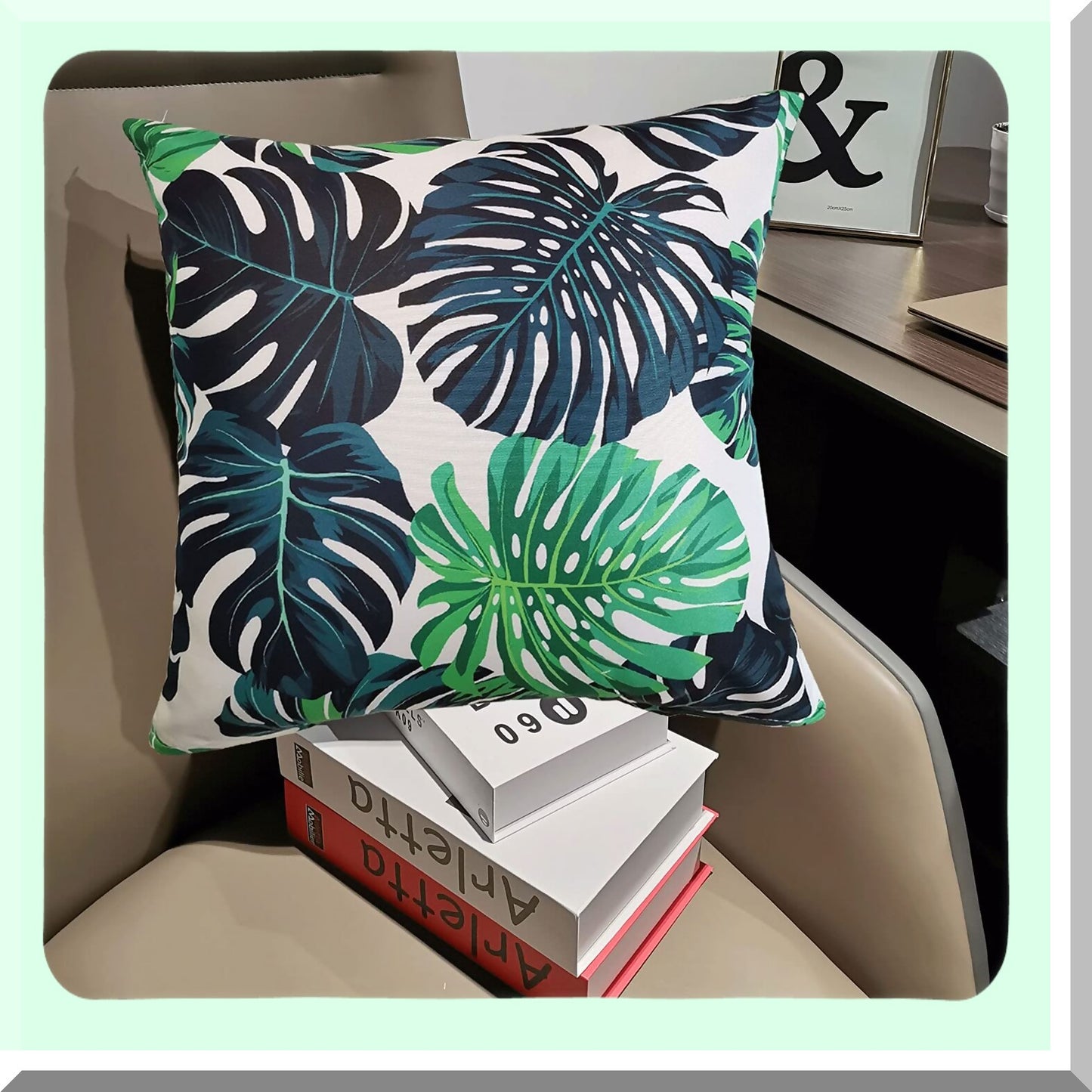 Tropical Jungle Palm Leaves Decorative Pillow Covers - Set of 2, 18x18" Throw Pillowcase for Sofa & Bedroom, Seamless Cushion Case for Home Decor