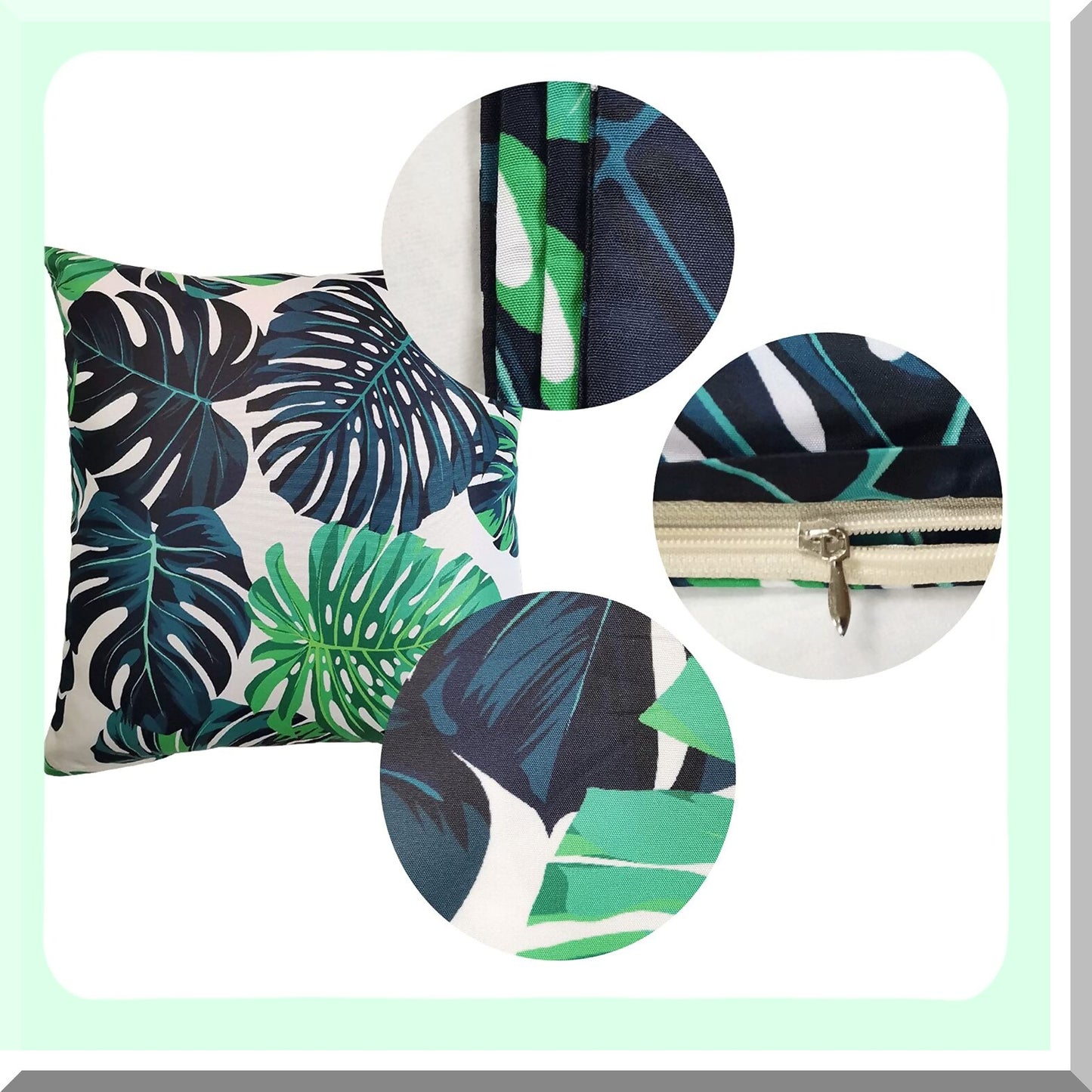 Tropical Jungle Palm Leaves Decorative Pillow Covers - Set of 2, 18x18" Throw Pillowcase for Sofa & Bedroom, Seamless Cushion Case for Home Decor